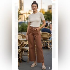 GAP High-Rise Wide-Leg Pants in Brown